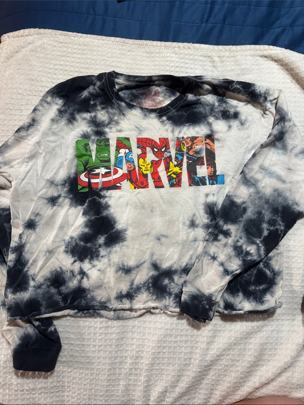 Marvel Black & White Tie-Dye Graphic Crewneck Sweatshirt